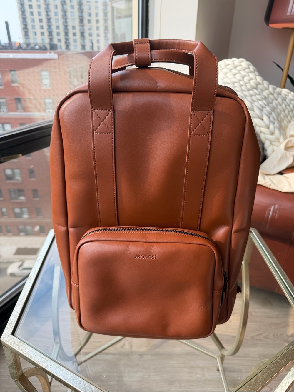 Men’s Leather Backpack — Brown